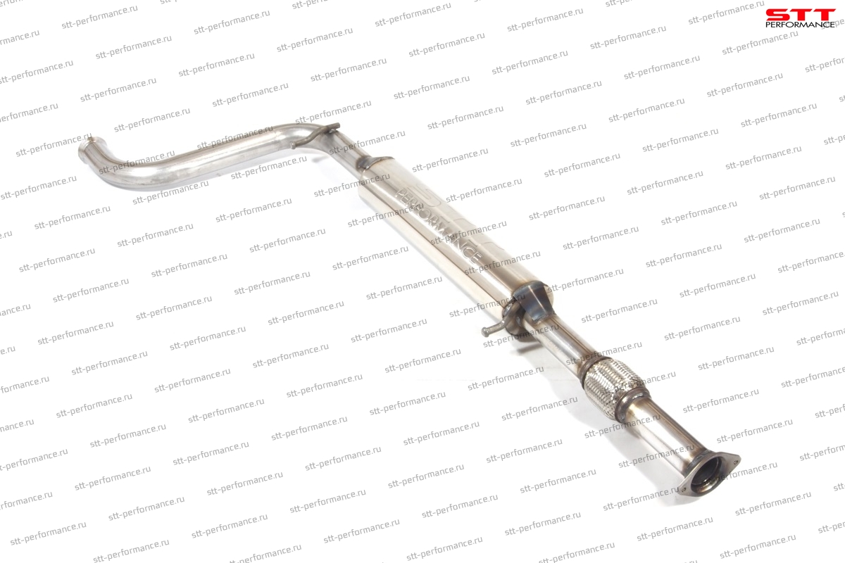 Резонатор под выпускной коллектор «STT» для а/м 2110-12 крепления н/о , с гофрой (нержавеющая сталь)