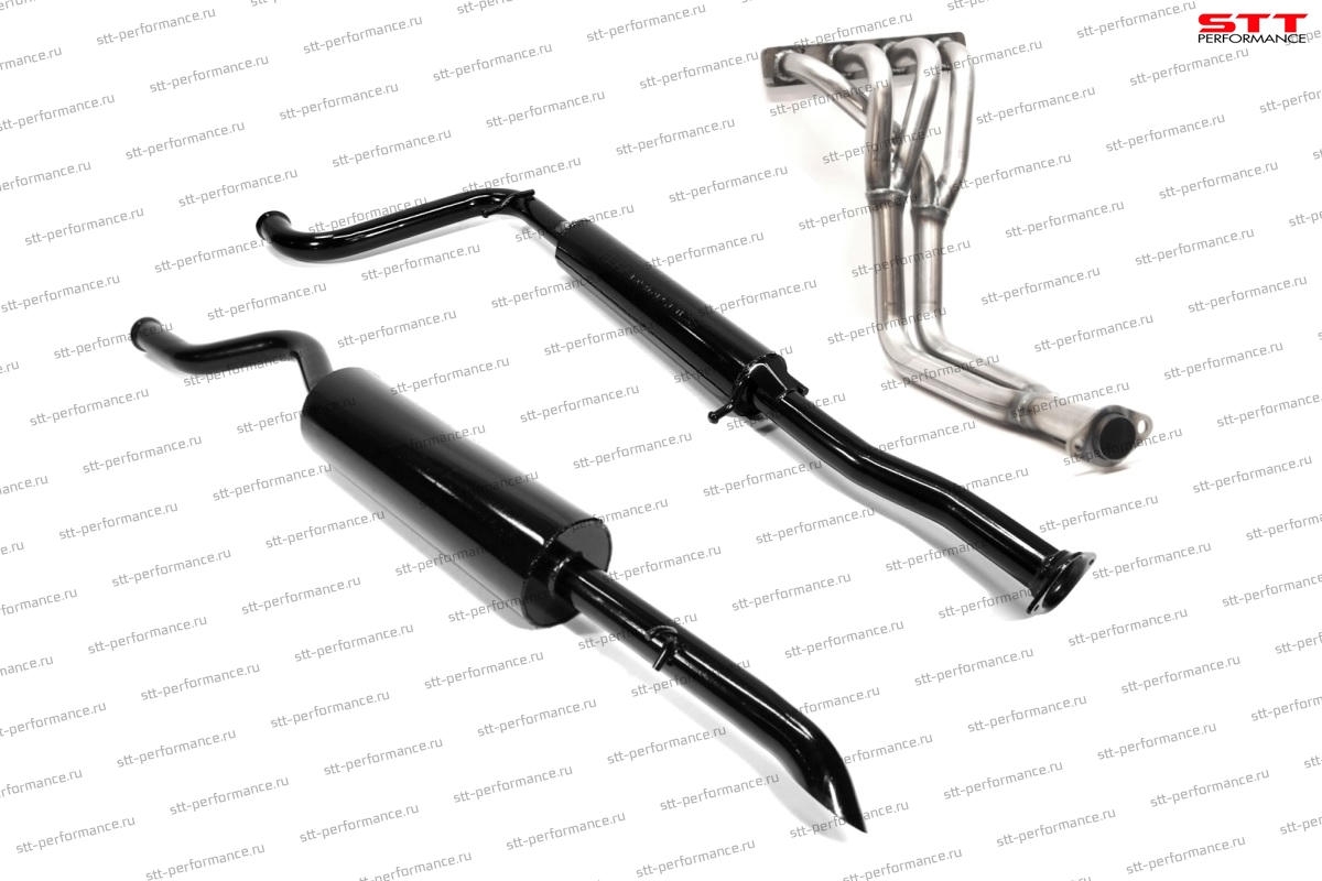 Комплект выхлопной системы "STT" Lada Priora 16V седан/универсал (паук 16V 4-2-1, резонатор, глушитель круглый) ID:27043