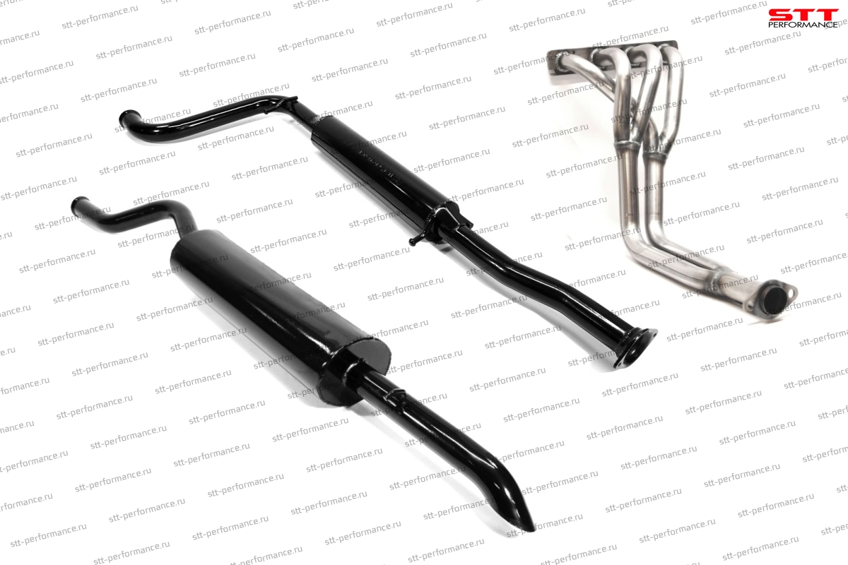 Комплект выхлопной системы "STT" Lada Priora 16V седан/универсал (паук 16V 4-2-1, резонатор, глушитель овальный) ID:27088