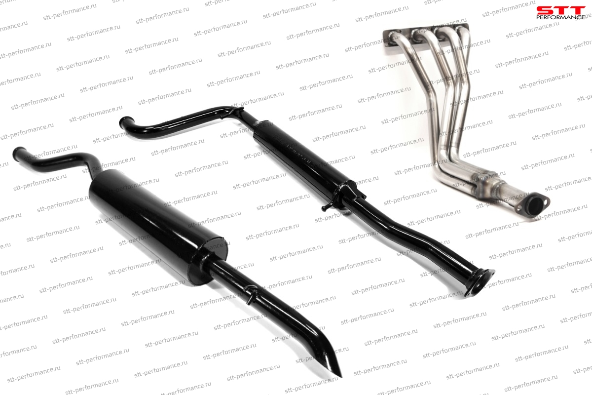 Комплект выхлопной системы "STT" Lada Priora 16V седан/универсал (паук 16V 4-1, резонатор, глушитель круглый) ID:28258
