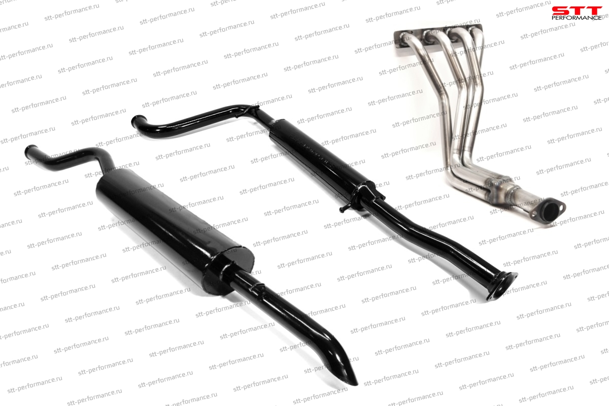 Комплект выхлопной системы "STT" Lada Priora 16V седан/универсал (паук 16V 4-1, резонатор, глушитель овальный) ID:28256