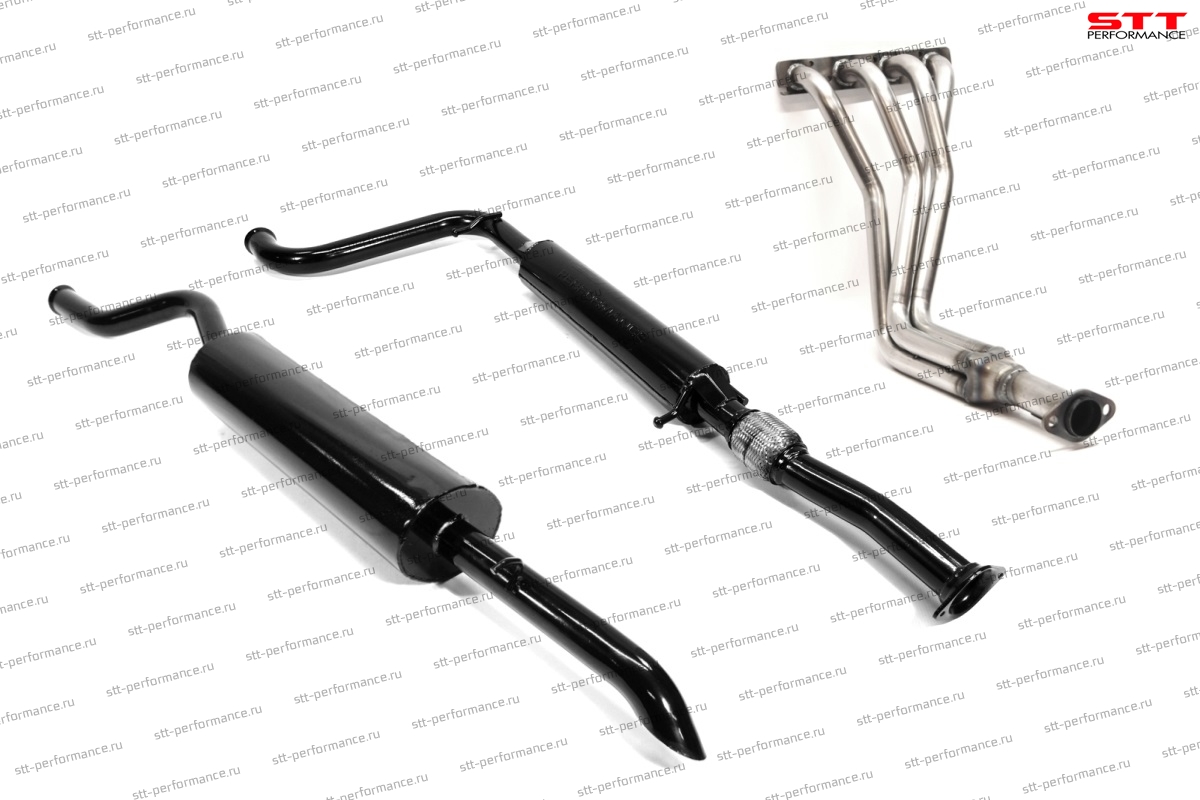 Комплект выхлопной системы "STT" Lada Priora 16V седан/универсал (паук 16V 4-1, резонатор с гофрой, глушитель овальный) ID:28252