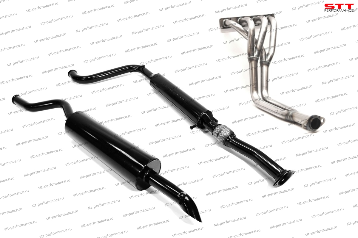 Комплект выхлопной системы "STT" Lada Priora 16V хэтчбек (паук 16V 4-2-1, резонатор с гофрой, глушитель круглый) ID:28266