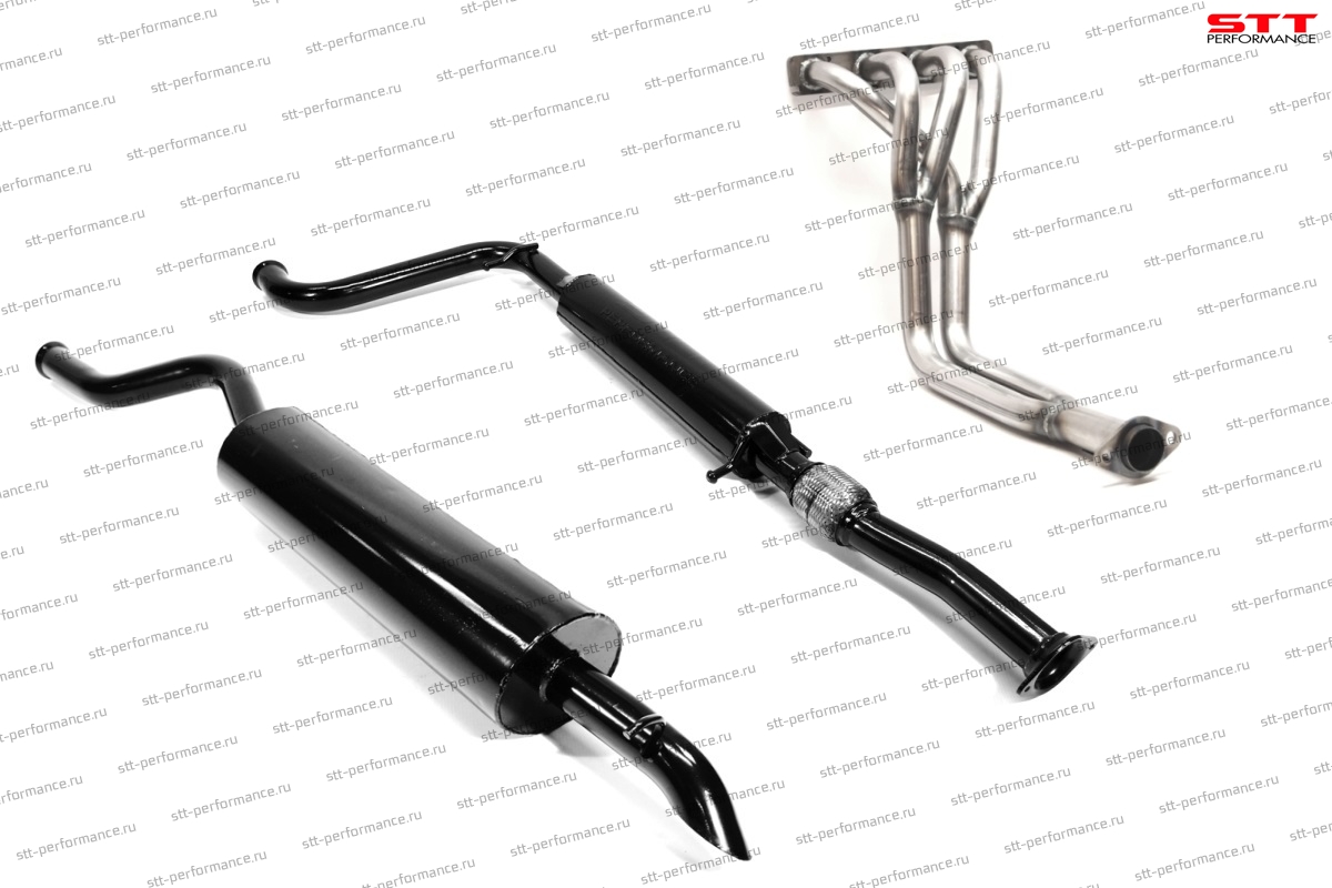 Комплект выхлопной системы "STT" Lada Priora 16V хэтчбек (паук 16V 4-2-1, резонатор с гофрой, глушитель овальный) ID:28268