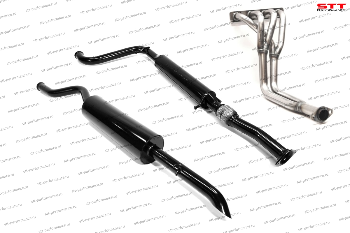 Комплект выхлопной системы "STT" Lada Priora 16V седан/универсал (паук 16V 4-2-1, резонатор с гофрой, глушитель круглый) ID:28151