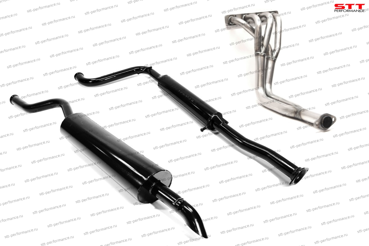Комплект выхлопной системы "STT" Lada Priora 16V хэтчбек (паук 16V 4-2-1 СПОРТ, резонатор, глушитель овальный) ID: