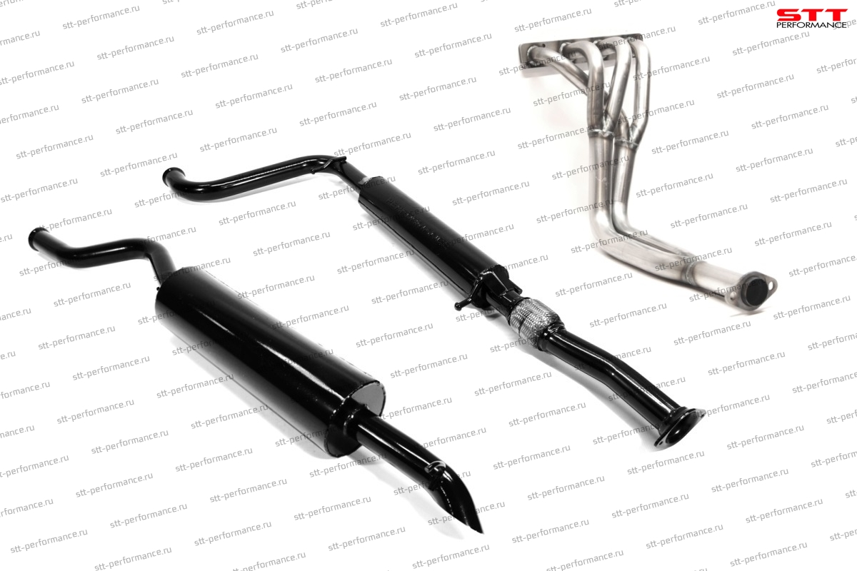 Комплект выхлопной системы "STT" Lada Priora 16V хэтчбек (паук 16V 4-2-1 СПОРТ, резонатор с гофрой, глушитель круглый) ID:28273